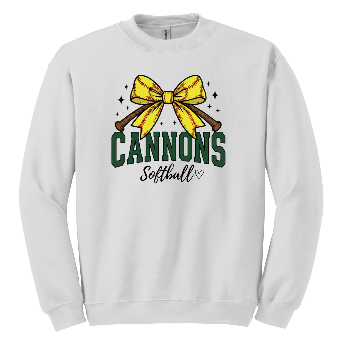 Cannons Softball Glitter Bow Crew