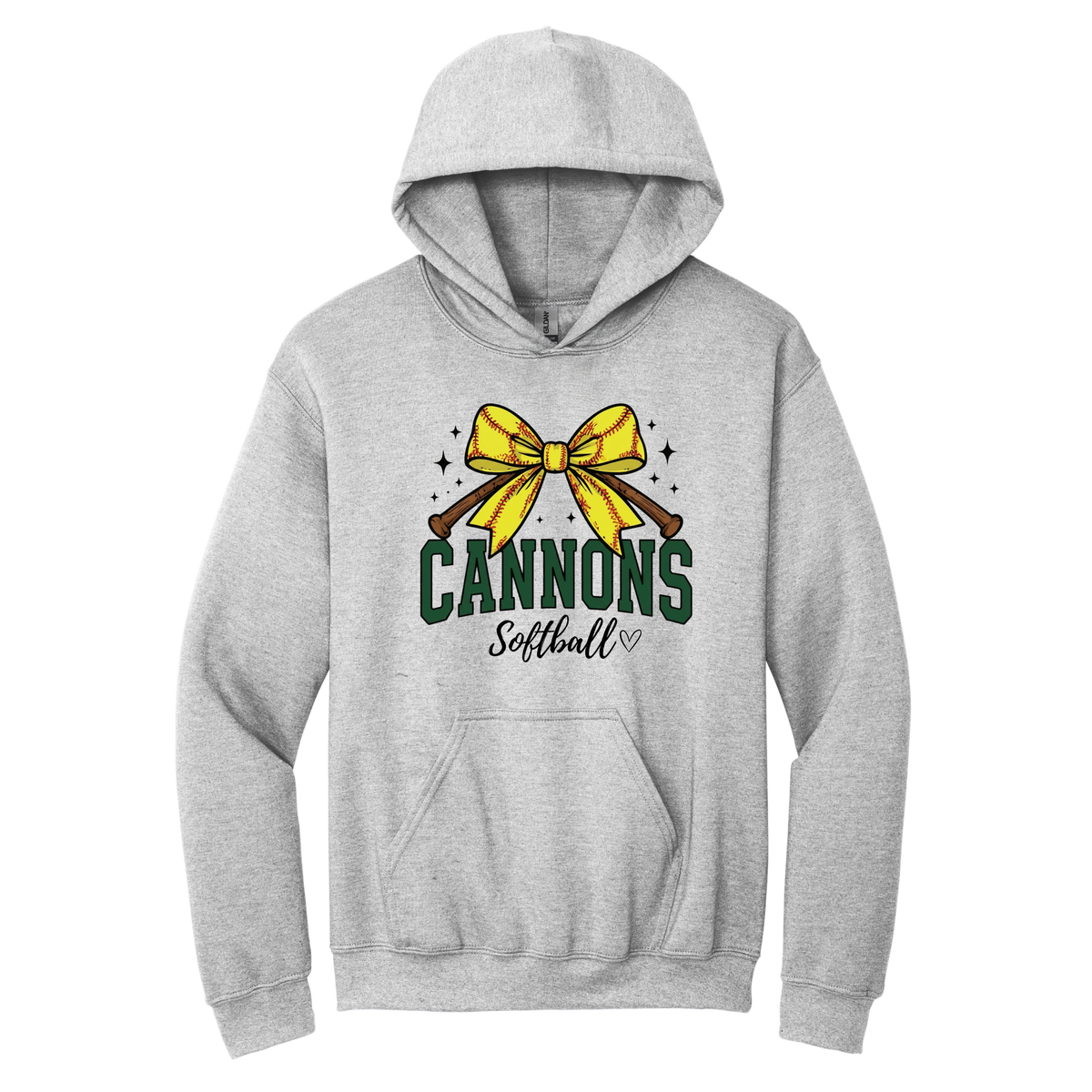 Cannons Softball Glitter Bow Hoodie